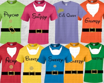 Funny Dwarf Shirts, 7 Dwarfs of Menopause, Group Dwarfs Shirts, Matching Group Tees, Sweaty, Sleepy, Bloaty, Forgetful, Psycho, Evil Queen