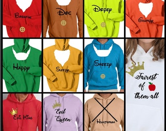 7 Dwarfs Shirts, 7 Dwarf Family Hoodies, Disney Family Vacation Shirts, Snow White, Grumpy, Happy, Sleepy, Doc, Bashful, Sneezy, Dopey