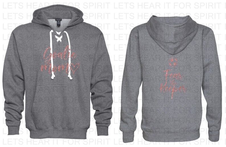 Fear the Keeper, Soccer Mom Glitter Hoodie, Soccer Mom Glitter Hoodie, Goalie Mom Hoodie, Soccer Goalie Mom Hoodie, Soccer Mom Gift for her Dark Heather-Dk Gray
