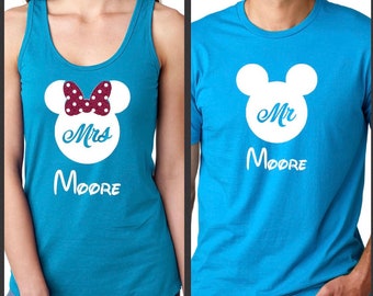 Flitterwochen Shirts, Hochzeitspaar Shirts, Disney Flitterwochen Shirts, Mr und Mrs Matching, Hubby and Wifey Shirts