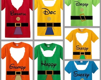 7 Dwarfs Shirts, 7 Dwarf Family Shirts, Disney Family Halloween Vacation Tees, Snow White, Dopey, Grumpy, Happy, Sleepy, Doc, Bashful,Sneezy