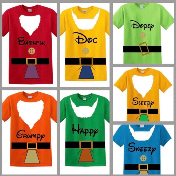 7 Dwarfs Shirts, 7 Dwarf Family Shirts, Disney Family Halloween Vacation Tees, Snow White Grumpy, Happy, Sleepy, Doc, Bashful, Sneezy