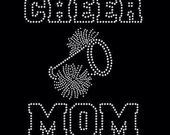 Cheer Mom Rhinestone Logo, Cheer Mom Rhinestone Transfer, Iron on School Mom Rhinestone Applique, DIY Cheer Rhinestone Shirt, Cheer Mom Gift