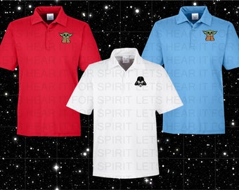 Star Wars Polos, Darth Vader, Baby Yoda Polo, Matching Star Wars Polos, Mens, Ladies and Youth.  Star Wars Gift