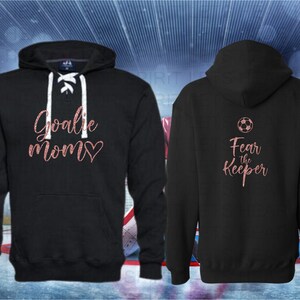Fear the Keeper, Soccer Mom Glitter Hoodie, Soccer Mom Glitter Hoodie, Goalie Mom Hoodie, Soccer Goalie Mom Hoodie, Soccer Mom Gift for her Black