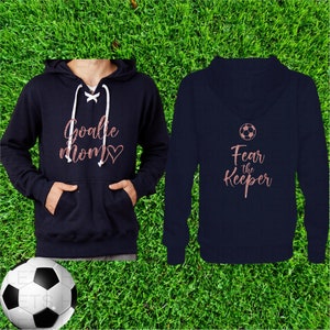 Fear the Keeper, Soccer Mom Glitter Hoodie, Soccer Mom Glitter Hoodie, Goalie Mom Hoodie, Soccer Goalie Mom Hoodie, Soccer Mom Gift for her Navy