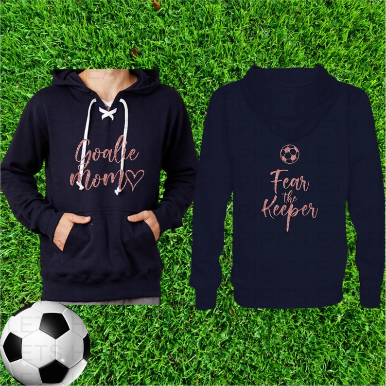 Fear the Keeper, Soccer Mom Glitter Hoodie, Soccer Mom Glitter Hoodie, Goalie Mom Hoodie, Soccer Goalie Mom Hoodie, Soccer Mom Gift for her Navy