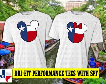 Mickey Texas Flag Shirt, Disney Performance Shirt, Mickey Minnie Mouse Performance Shirt, Mens and Boys Moisture Wicking Disney Tee