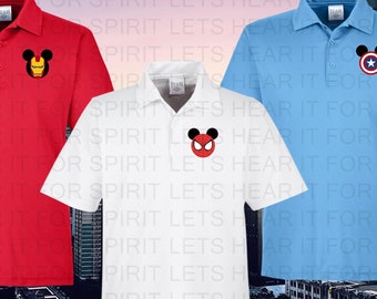 Disney Superhero Polo Shirt, Disney Spiderman, Captain America Superhero Polo, Superhero Golf Shirt, Mens Superhero Performance Polo Shirts