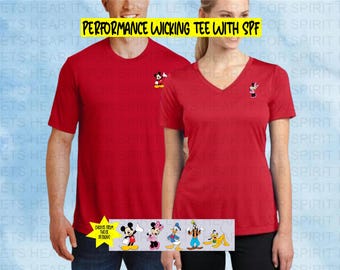 Disney Performance Tees, Mickey and Friends Dri Fit Tshirts, Mickey, Minnie, Goofy, Donald Duck, Pluto, Disney Performance Shirt with SPF