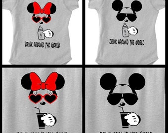 Epcot Youth Outfit, Epcot Toddler Tees Family Disney Shirts, Disney Matching Shirts Epcot Baby Outfit, Toddler Funny Drink Around World