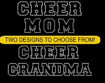 Cheer Mom Rhinestone Logo, Cheer Grandma Rhinestone Logo, Cheer Mom Rhinestone Transfer, Iron on Rhinestone Applique, DIY Cheer Shirt