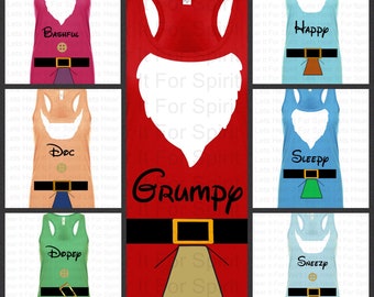 7 Dwarfs Tanks, 7 Dwarf Run Disney Tanks, Disney Running Tanks, 7 Dwarf Running Tanks, Grumpy, Happy, Sleepy, Doc, Bashful, Sneezy, Dopey