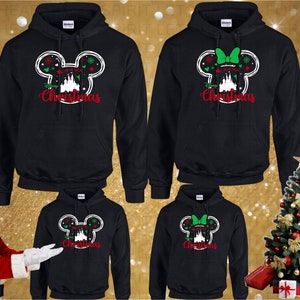 Sudadera con capucha navideña de Disney, sudadera con capucha de Mickey y Minnie Mouse, sudadera con capucha navideña familiar de Disney, sudadera con capucha navideña de Disney, sudadera con capucha navideña a juego.