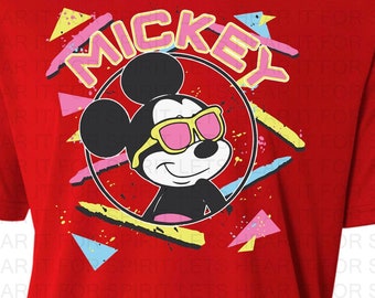 Disney Mickey Mouse Tshirt, Mickey Mouse 90's Portrait T-shirt, Retro Mickey Mouse Performance Shirts, Disney Dri-Fit Matching Family Tees