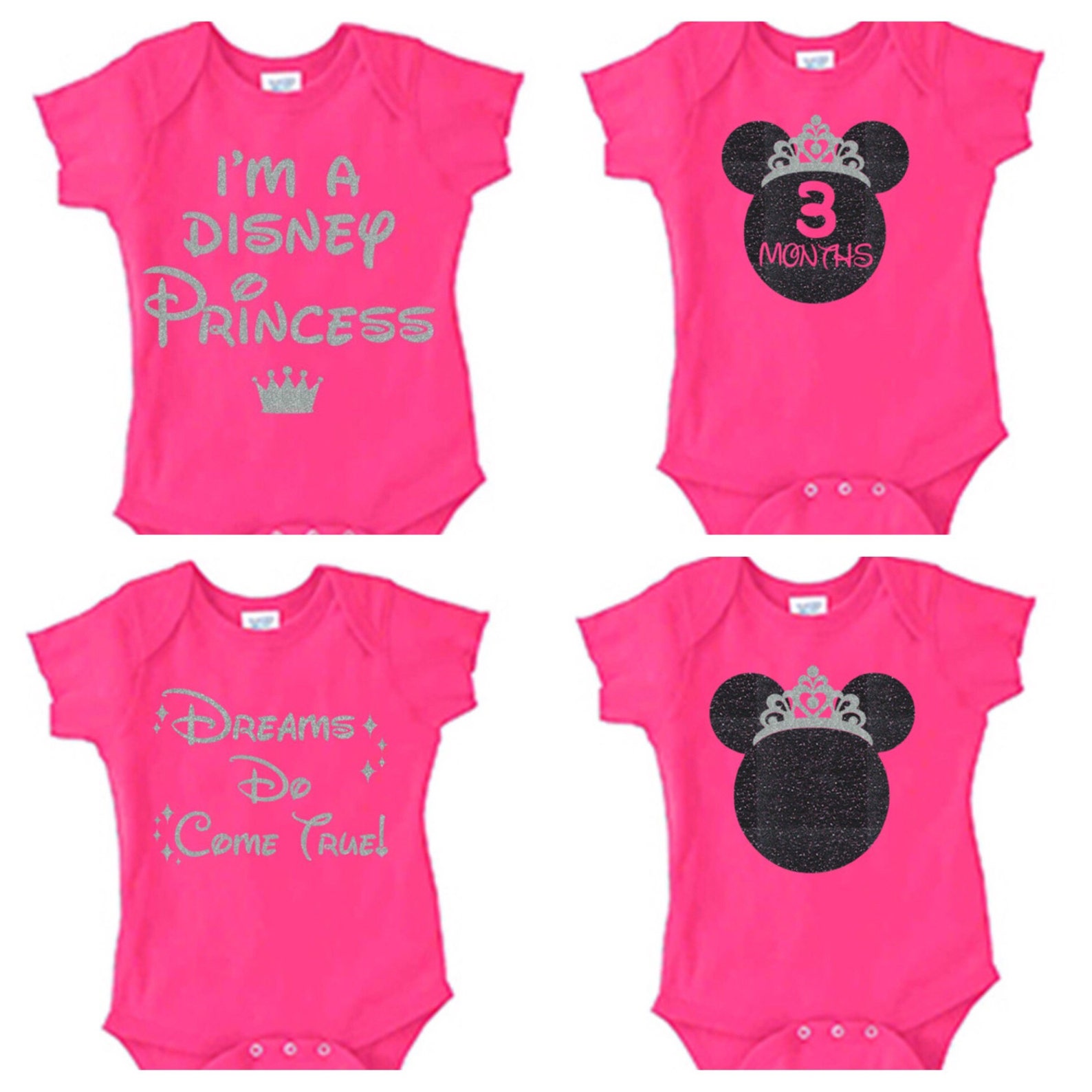 1 Month Old Disney Princess Bodysuit Outfit. Baby Birthday Etsy