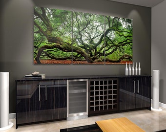 Angel Oak Tree SC 3 panel Triptych Metal Print. Trees large format photography. Modern wall decor for a contemporary look. NOT AI