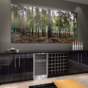 English Pine Trees 3 panel Triptych Metal Print. Trees large format photography. Modern wall decor for a contemporary look. NOT AI