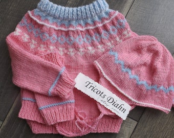 6 -9 months jacquard knit 3 colors for girls