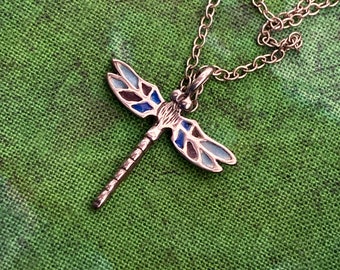 Ciondolo da collezione a forma di libellula, disegnatore scozzese Norman Grant, in argento con smalto.