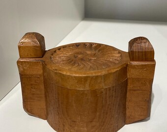 フランス製の珍しいパズルボックス風の蓋が付いた木製の箱
