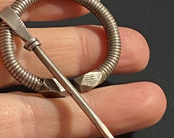 Antique Fulani Silver Fibula Brooch, Tribal Jewelry, Sahara Desert Pin