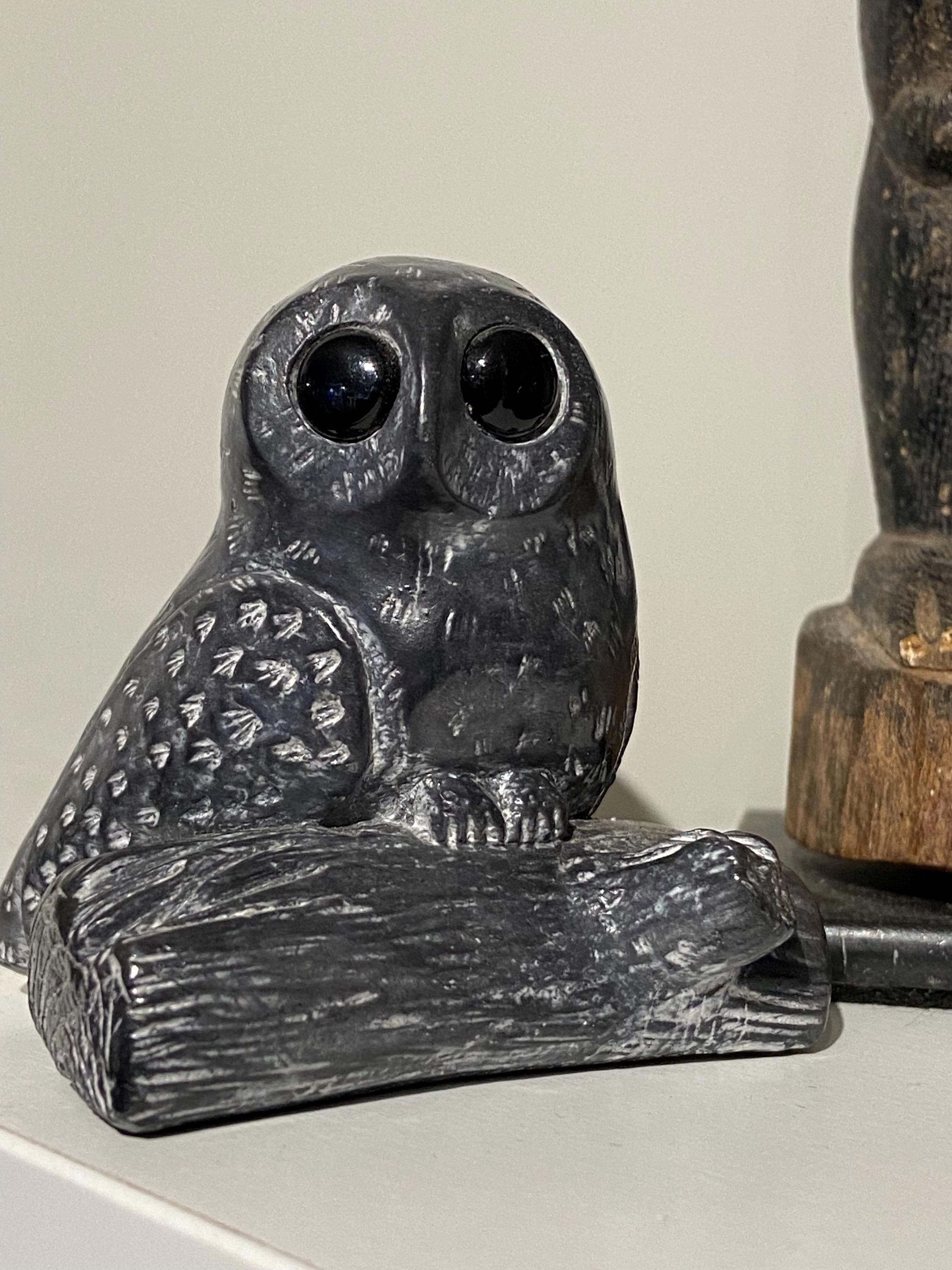 Vintage Owl figurine by Wolf, Canadian ornament with original label