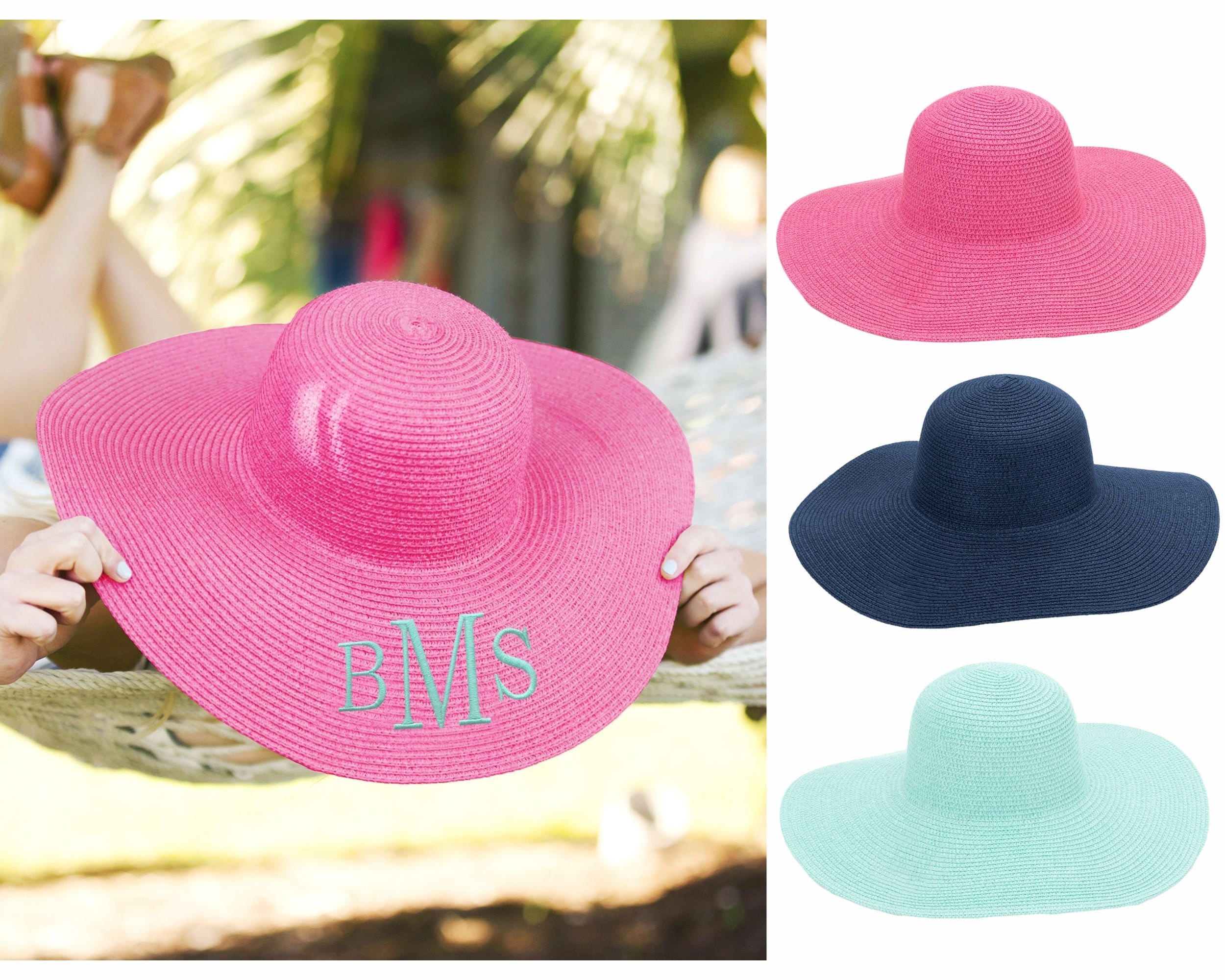 Monogrammed floppy hat with bow sale