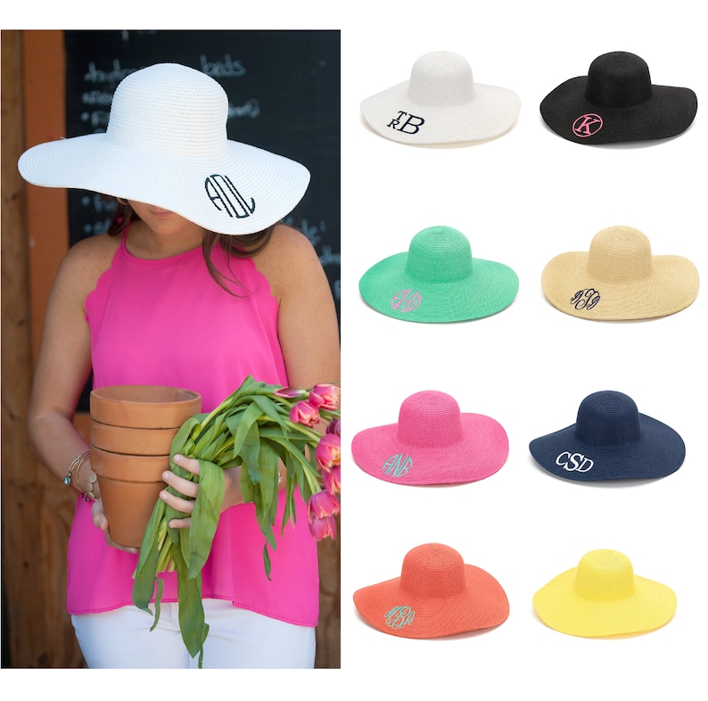 monogrammed floppy beach hats