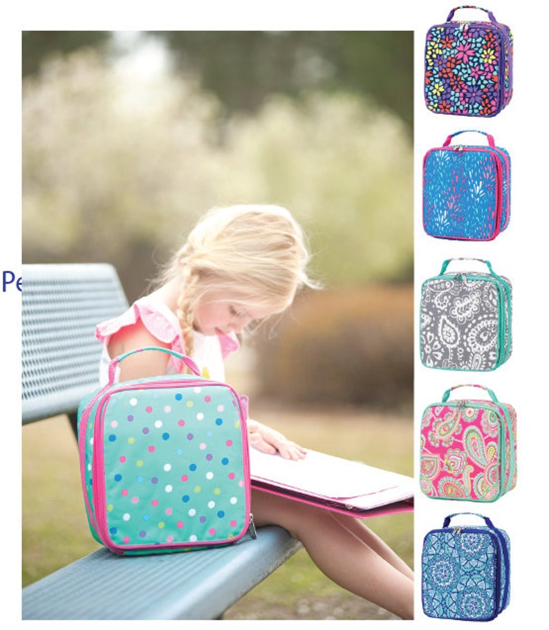 Girls Floral Design Lunch Box Pink & Mint Girly Personalized Etsy