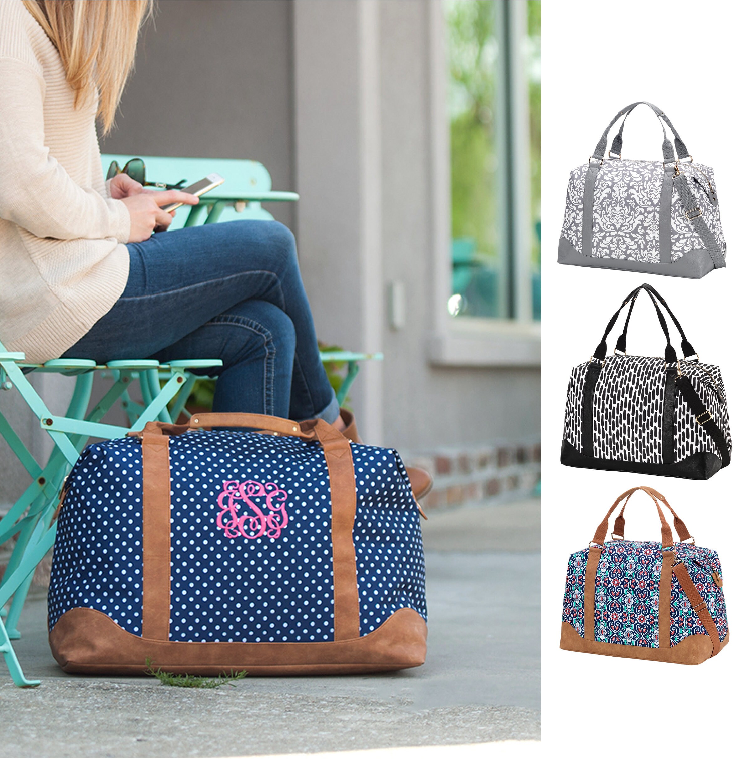Monogrammed Weekender Travel Bag Weekend Bag Women Etsy