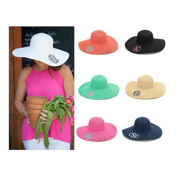 Monogrammed Floppy Hats, Personalized Floppy Hat, Floppy Sun Hat, Floppy  Beach Hats, Bride Floppy Hat Sun Hats Women Monogram Hat 