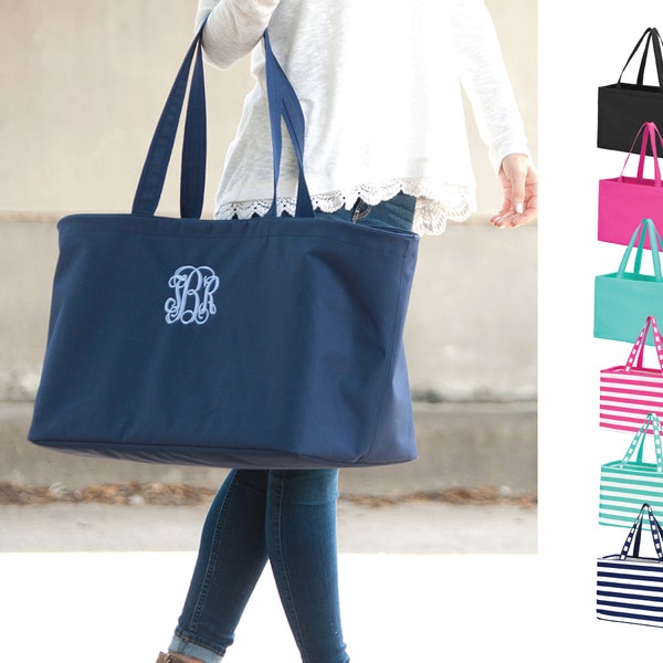 Monogrammed Large Beach Bag, Beach Shoulder Tote, Extra Large Tote Bag, Personalized Pool, Ultimate Carry All Tote Shopping Bag Shoulder Bag