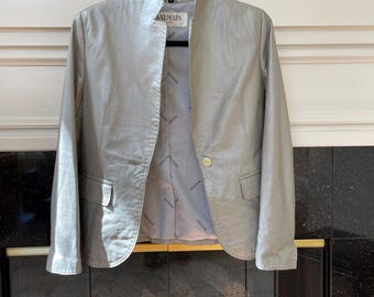 Balmain Silver Leather Stand-collar Blazer/jacket - Etsy