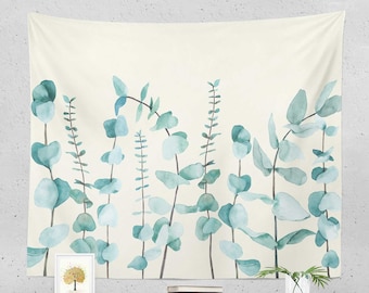 Eucalyptus Tapestry, Blue Green Floral Botanical Wall Hanging