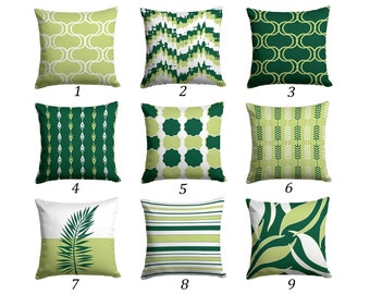 Green Throw Pillow Cover, Tropical Leaf, Geometric, Floral, Scandinavian Pillow Case, Sofa Cushion Cover, Mix Match Pillows Unique, Designer