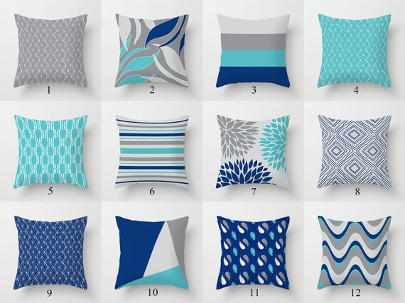 navy and gray throw pillows