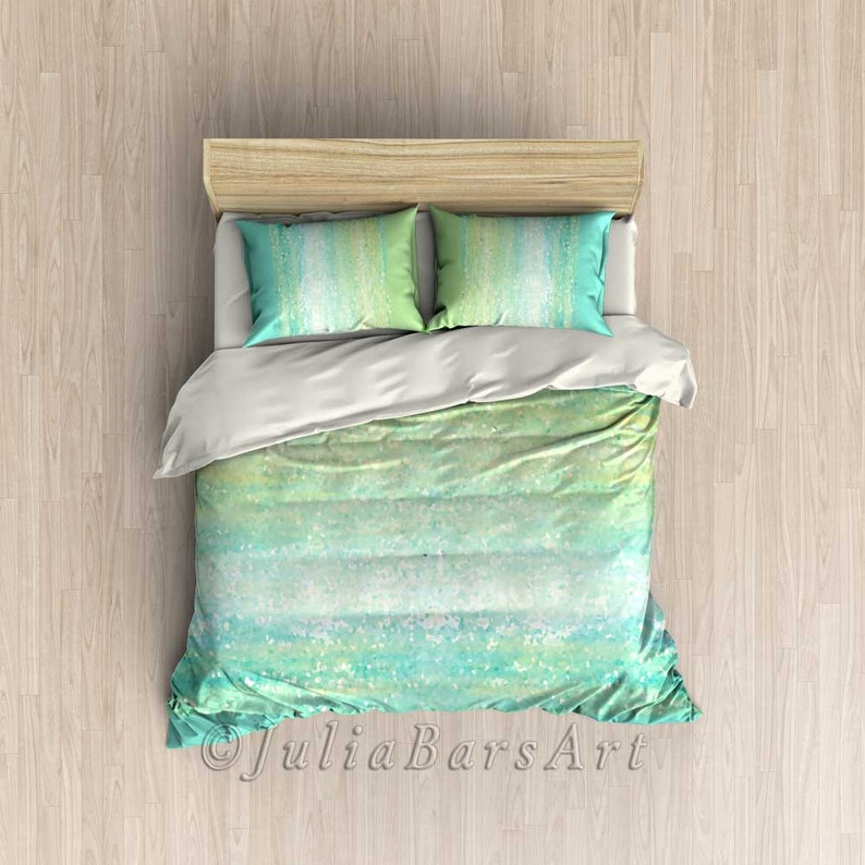 Mint Green Duvet Cover Comforter Cover Turquoise Sea Foam Etsy