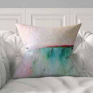 Abstract Art Throw Pillow Cover, Pink Turquoise Teal Cushion Cover, Coastal Pillow Case, Artistic, Modern Accent Pillow for Sofa