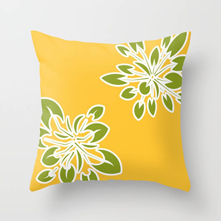 Yellow Green Pillow Covers Floral Throw Pillows Lumbar Etsy