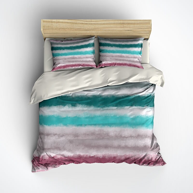 mauve and teal duvet