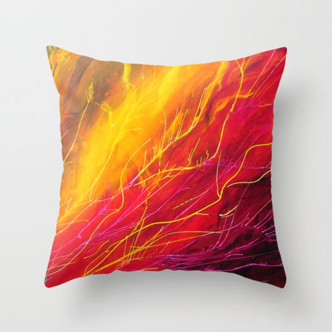 Red Yellow Pillow Covers Bright Abstract Art Cushion Cover Etsy