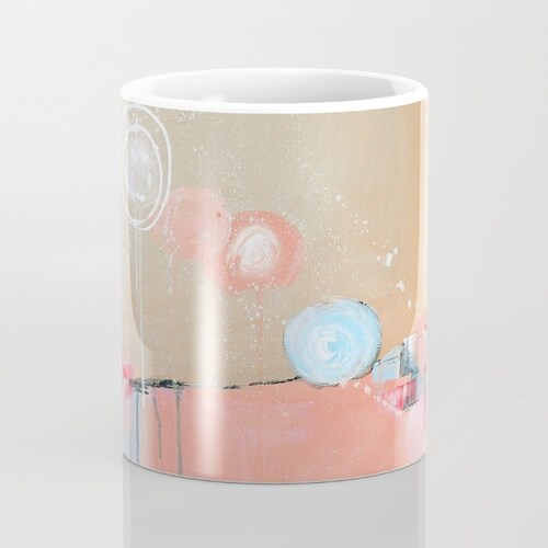Pink Coffee Mug, Pink Coffee Cup, Art Mug, Blue Mug, Abstract Coffee Mug, Unique Coffee Mugs, Ceramic Mug, Housewarming Gifts, Gift for Her