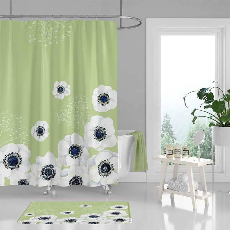 Light Green Shower Curtain Bath Mat Fl With Ireland Light Green Shower Curtain Bath Mat, Lime Green Shower Curtain Set