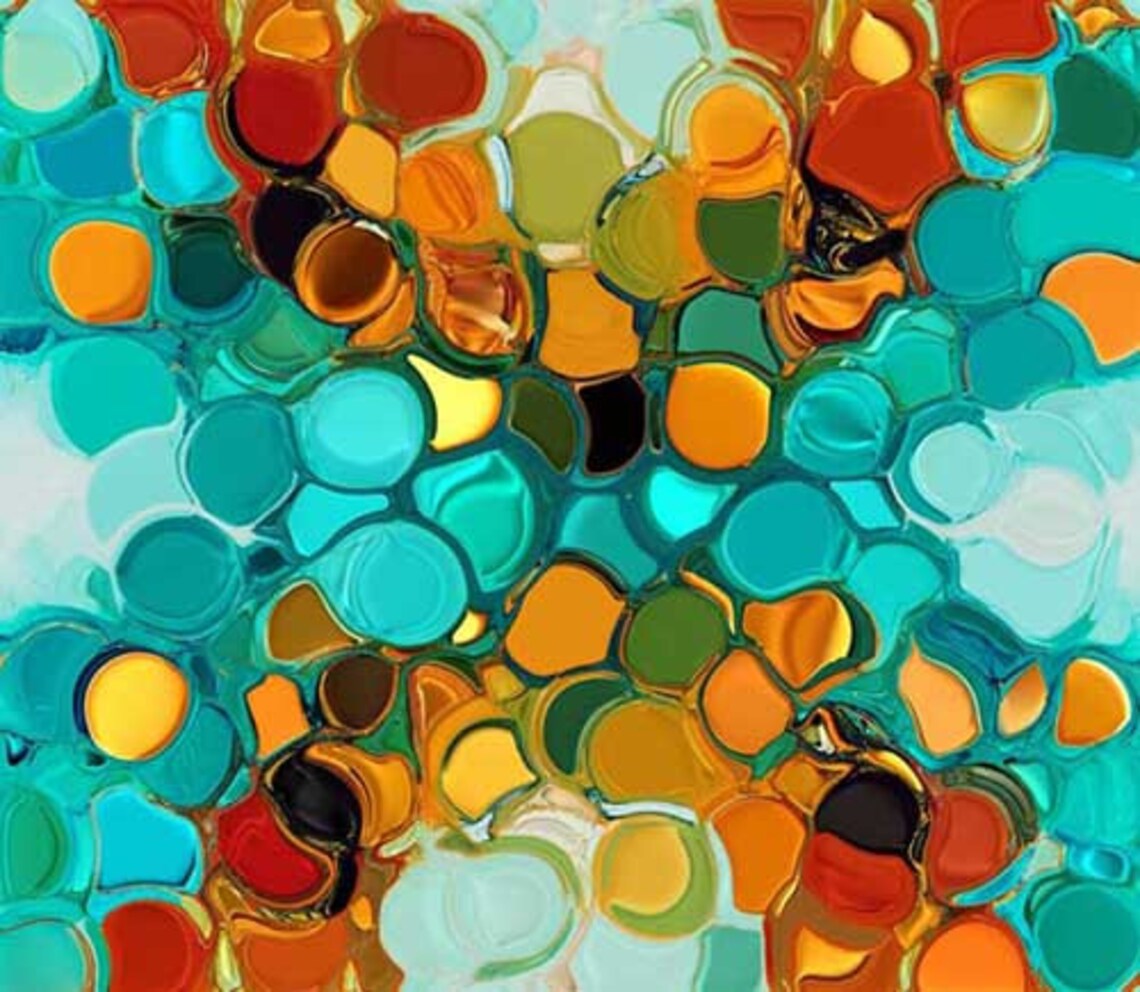 Teal Orange Duvet Cover Abstract Art Bedding Set Rust Blue Etsy