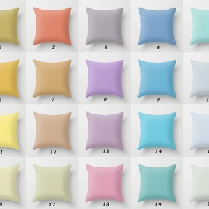 Solid Color Throw Pillow Cover, Lavender, Purple, Blue, Yellow, Pink, Pastel Color Pillows, Colorful Pillow Case, Cushion Cover, Pillow Sham