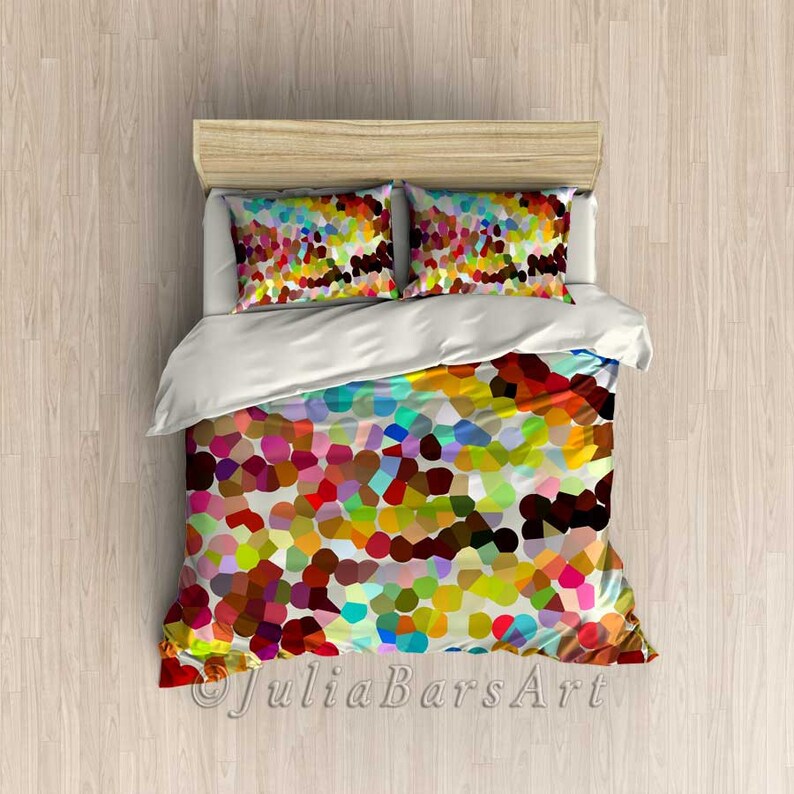 Colorful Duvet Cover Purple Red Yellow Blue Bedding Set Image 0