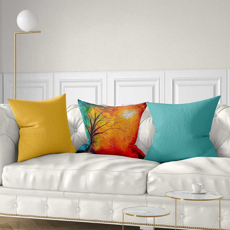 Throw Pillows Decorative Pillow Covers Blue Orange Red Etsy