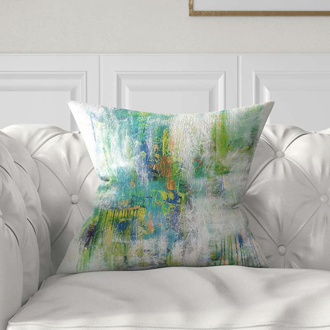 Blue Green Throw Pillow Covers Blue Abstract Pillow Art Etsy