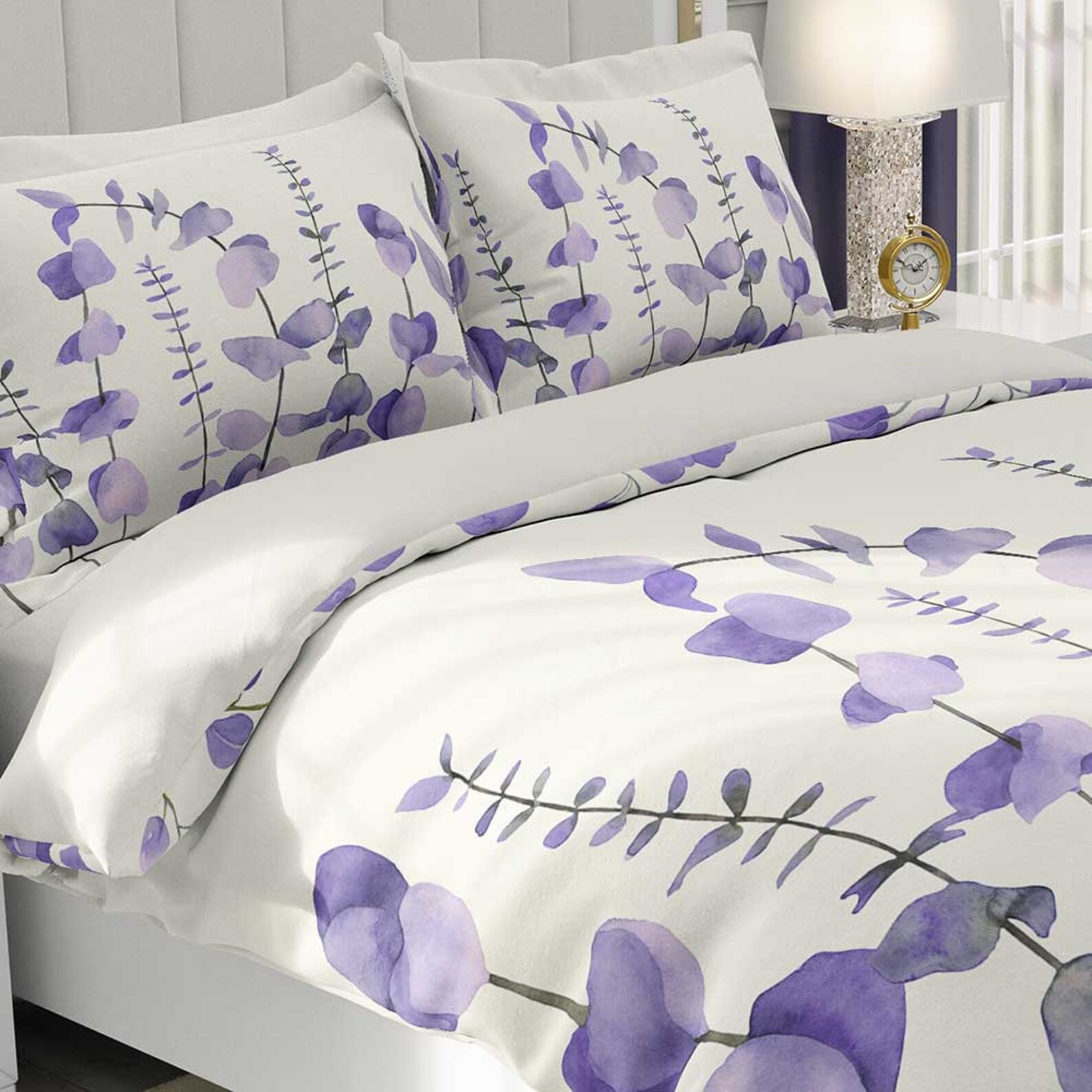 Floral Duvet Cover Lavender White Purple Bedding Set Pillow Etsy